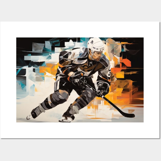 Ice Hockey Action Sport Painting Abstract Art Decor Wall Art by Cubebox